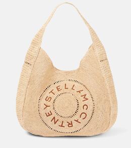 Сумка-шоппер из рафии с вышитым логотипом Stella McCartney, Natural/Tan p01046957 | natural/tan