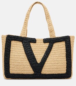Вива Суперстар большая вязаная сумка-шопер Valentino Garavani, Naturale/ Nero p01056403 | naturale/ nero