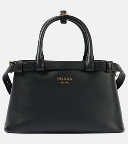 Сумка-тоут кожаная маленькая с пряжкой Prada, черный p00953065 | nero