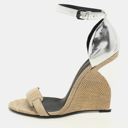 Bottega Veneta: Серебристые сандалии  Wedge