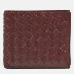 Bottega Veneta: Бордовый кошелёк  Intrecciato