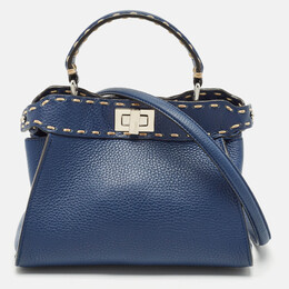 Fendi: Синяя сумка на руку  Peekaboo