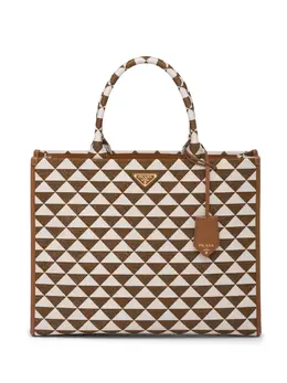 Большая сумка-тоут с узором Symbole Prada, коричневый 19663670 | коричневый
