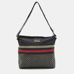 Gucci Navy Blue Diamante Nylon Web Flat Messenger Bag 1189828