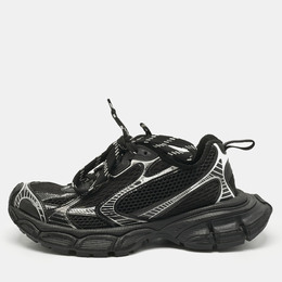 Balenciaga Black/White Faux Leather and Mesh 3XL Lace Up Sneakers Size 38 1200357