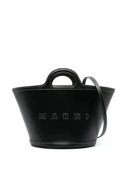 Marni: Чёрная сумка-шоппер  Tropicalia