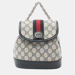 Gucci White Navy Coated Canvas Leather Offdia GG Supreme Backpack 1059772