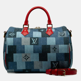 Louis Vuitton Monogram Denim Speedy Bandouliere 30 Square Patchwork Shoulder Bag 1124522