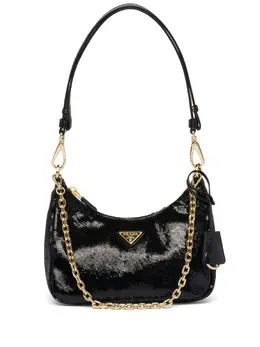 Мини-сумка Re-Nylon с пайетками Prada, черный 21291926 | черный