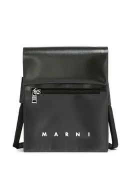 Сумка на плечо с логотипом и застежкой на кнопки Marni, черный 22232591 | черный
