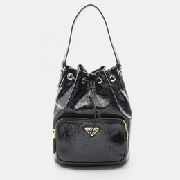 Prada Duet Black Patent Leather Bucket Bag 1182803