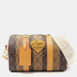 Louis Vuitton City Keepall Monogram Stripe Brown Coated Canvas Shoulder Bag 1188155