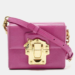 Dolce & Gabbana Pink Lizard Embossed Leather Mini Lucia Crossbody Bag 1187940