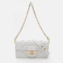 Louis Vuitton Dauphine EW White Monogram Leather Shoulder Bag 1199203