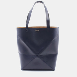 Loewe Puzzle Fold Large Navy Leather Tote Bag 1205566