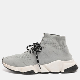 Balenciaga Grey Knit Fabric Speed Trainer Lace Up Sneakers Size 40 1215681