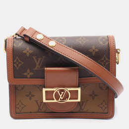 Louis Vuitton Dauphine Mini Monogram Reverse Shoulder Bag In Coated Canvas And Leather Brown Beige 1218511
