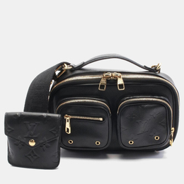 Louis Vuitton Utility Crossbody Shoulder Bag Leather Black 1232082
