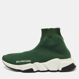 Balenciaga: Зелёные мокасины  Speed Trainer