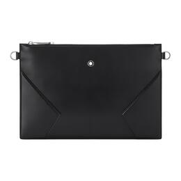 Meisterstuck Grain Calfskin Wrist Bag Clutch Men's Black Montblanc 129899