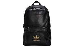 Кожаный рюкзак обычный женский черный золотой цвет Adidas Originals fl9627 | black gold