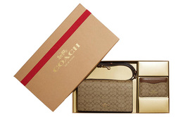 Сумка через плечо с держателем для карт из кожи, клатч, коричневый Coach для женщин ce879-imbdx
