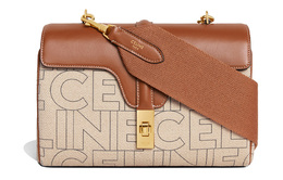 Сумка через плечо из ткани с кожаными вставками на плече Natural/Tan Celine 196852erg-02nt