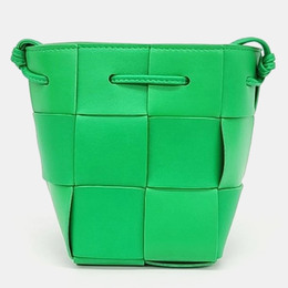 Bottega Veneta Green Woven Leather Cassette Bucket Bag 1014082