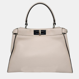 Fendi Neutral Leather Peekaboo Medium Satchel Bag 1014248
