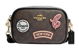 Jamie Canvas With Leather Камера Сумка Через Плечо Мини Женская Темно-Коричневая Coach cf455-imosn