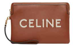 Гладкий клатч из телячьей кожи Trumpets женский коричневый Celine 10j503eqv-04lu