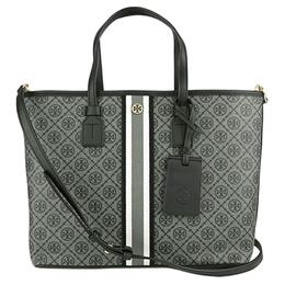 Сумка T Monogram Canvas, Шоппер, Женская Маленькая Чёрная Сумка Через Плечо Tory Burch 81963-008