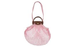 Сумка через плечо Le Pliage Filet из хлопка с отделкой из коровьей кожи розовая Longchamp 10121hvh018 | pink