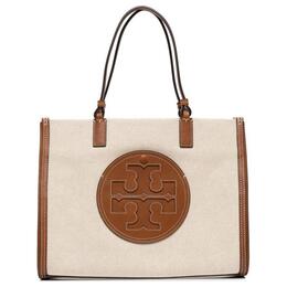 Сумка-шоппер Ella Canvas With Leather от Tory Burch Классическая оригинальная коричневая 88607-928