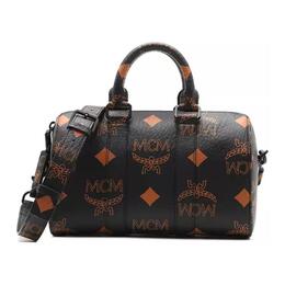 Aren Coated Canvas Бостонская Сумка Через Плечо Маленького Размера Женская Черная MCM mmbdata01bk001