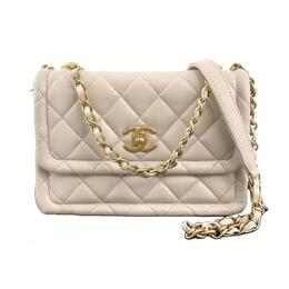 Сумка женская белая Chanel из овчины, через плечо, кроссбоди as2056-b03922-n5025