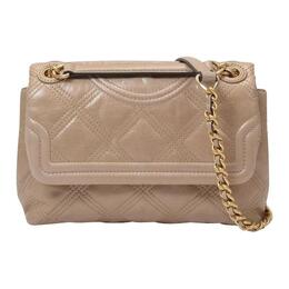 Кожаная сумка через плечо с глянцевой поверхностью женская миндальная Tory Burch 77136-238