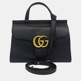 Gucci Black Leather GG Marmont Tote and Shoulder Bag 1224027