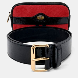 Gucci Black Red Leather and Suede Odipia Belt Bag 1224019