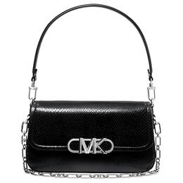 Michael Kors Паркер С принтом змеиной кожи Тисненая кожаная сумка через плечо Среднего размера Женская черная Майкл Корс 30f2s7pc6e-0001