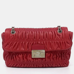 Prada Red Leather Napa Gaufre Shoulder Bag 1223802