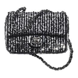 Сумка с пайетками, через плечо, на пояс, женская, черно-серебристая Chanel as3820-b10496-nn109