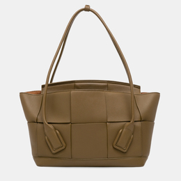 Bottega Veneta Brown Medium Grained Calfskin Maxi Intrecciato Arco Bag 1234013