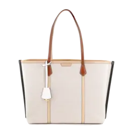 Сумка-шоппер Perry из холста с кожаными деталями, холщовая сумка через плечо большая женская цвета хаки Tory Burch 149766-924