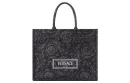 Сумка-шоппер Barocco Canvas, Сумка для покупок, Женская черная сумка Tubas Versace 1013152-1a09741-2bm0v