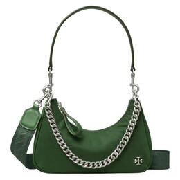 MERCER Переработанный нейлон с кожаной отделкой полумесяц сумка портативная через плечо сумка на плечо женская темно-зеленая Tory Burch 146365-300