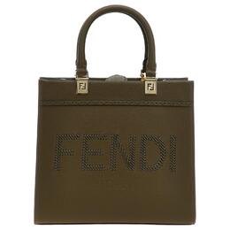 Кожаная сумка-шоппер маленького размера женская зеленая Fendi 8bh394-asuef-1a1v