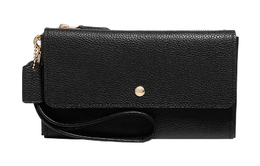 Тройной кожаный клатч маленького размера женский черный Coach 29609-liblk