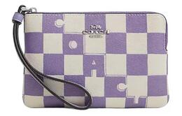 Кошелек-клатч Coach из искусственной кожи с угловой молнией небольшого размера для женщин в фиолетовом и белом цвете cr813-svwpb