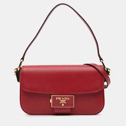 Prada Red Saffiano Lux Embleme Satchel 1233298